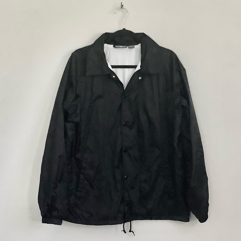 Athletic oversized Black Button up Bomber jacket